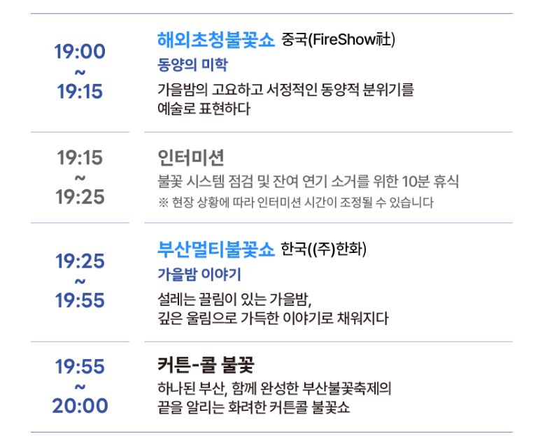 부산 불꽃축제 일정 예매정보 관람명당