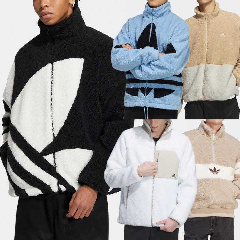 아디다스 후리스 뽀글이 쉐르파 자켓 플리스 퍼 리버서블 빅트레포일 셰르파 양털 셔파 집업