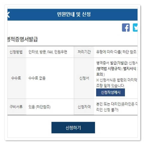 병적증명서 발급 방법