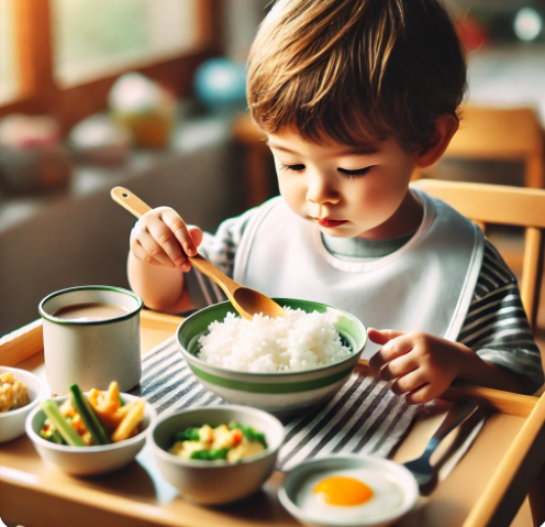 유아 아침 밥먹는 사진