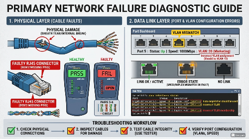 네트워크 장애 1순위 케이블 불량과 포트 설정 오류 찾는 참고 이미지