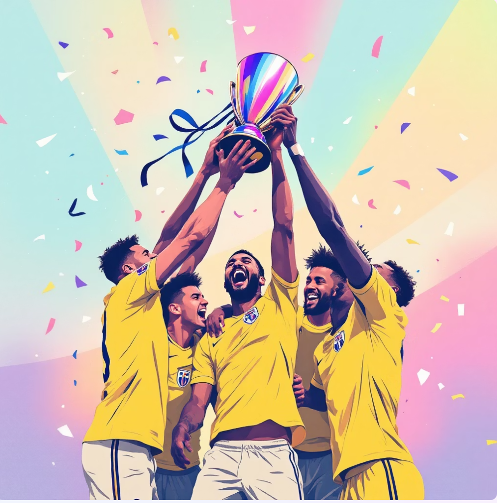 MLS 우승컵 들어 올리는 장면 만화체