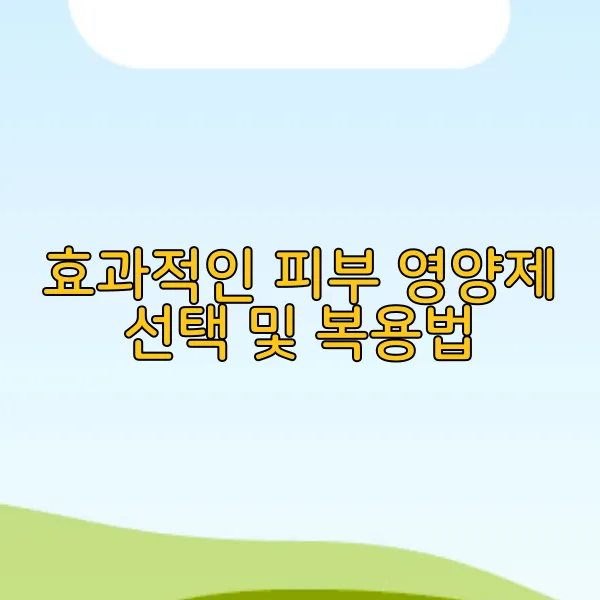 효과적인 피부 영양제 선택 및 복용법