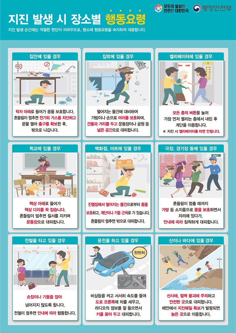 지진 발생시 행동요령