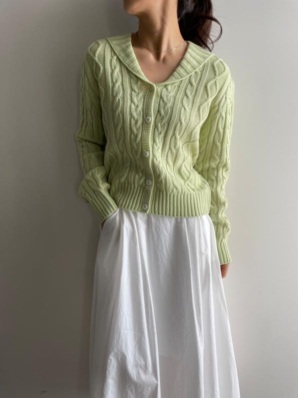 라임트리오브마인 간절기 꽈배기 카라 브이넥 데일리 가디건