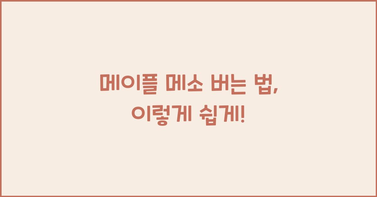 메이플 메소 버는 법