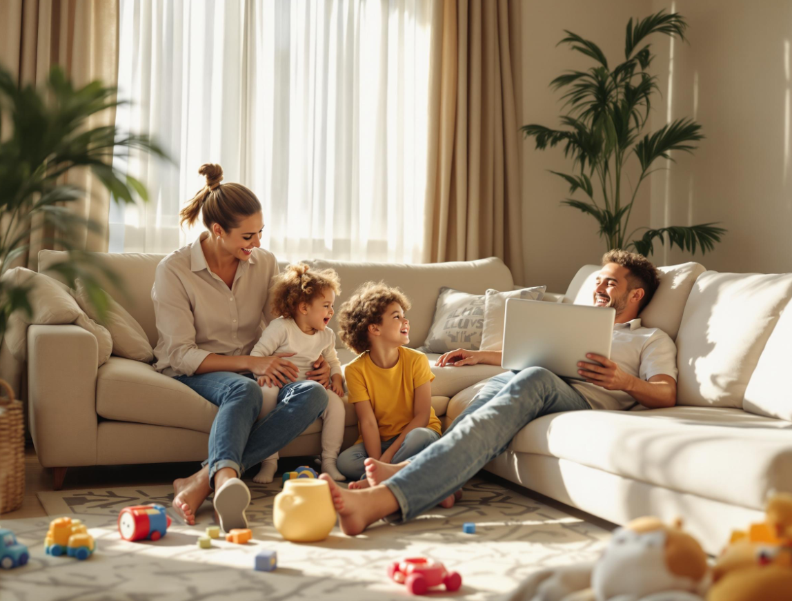 아이들과 함께 여가시간 즐기는 부모