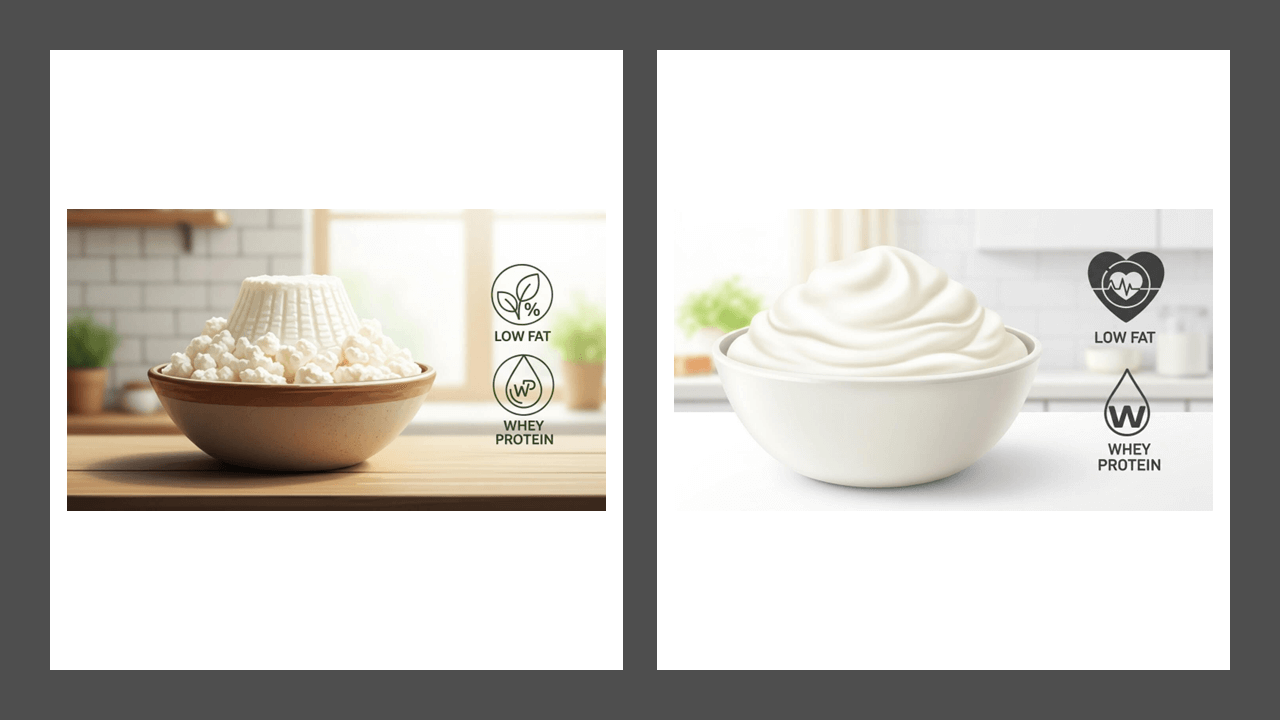 리코타 (Ricotta): 단백질이 풍부한 유청 기반 생치즈