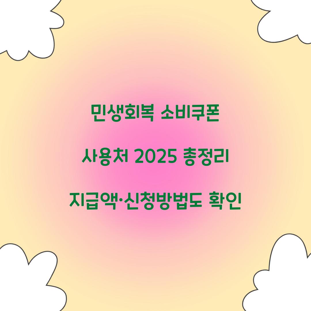 민생회복 소비쿠폰 사용처 2025