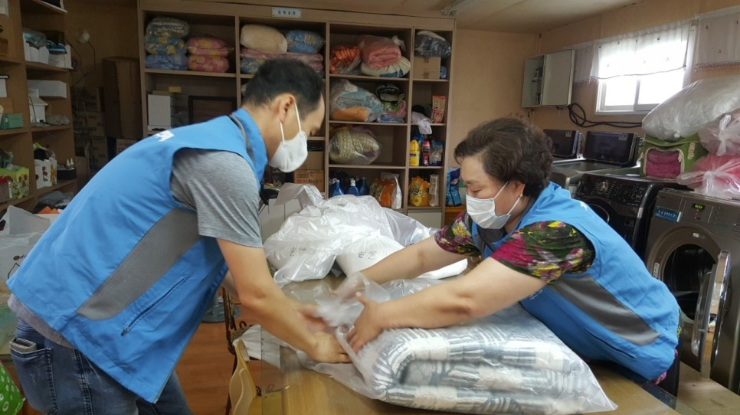 이불 세탁 후 포장