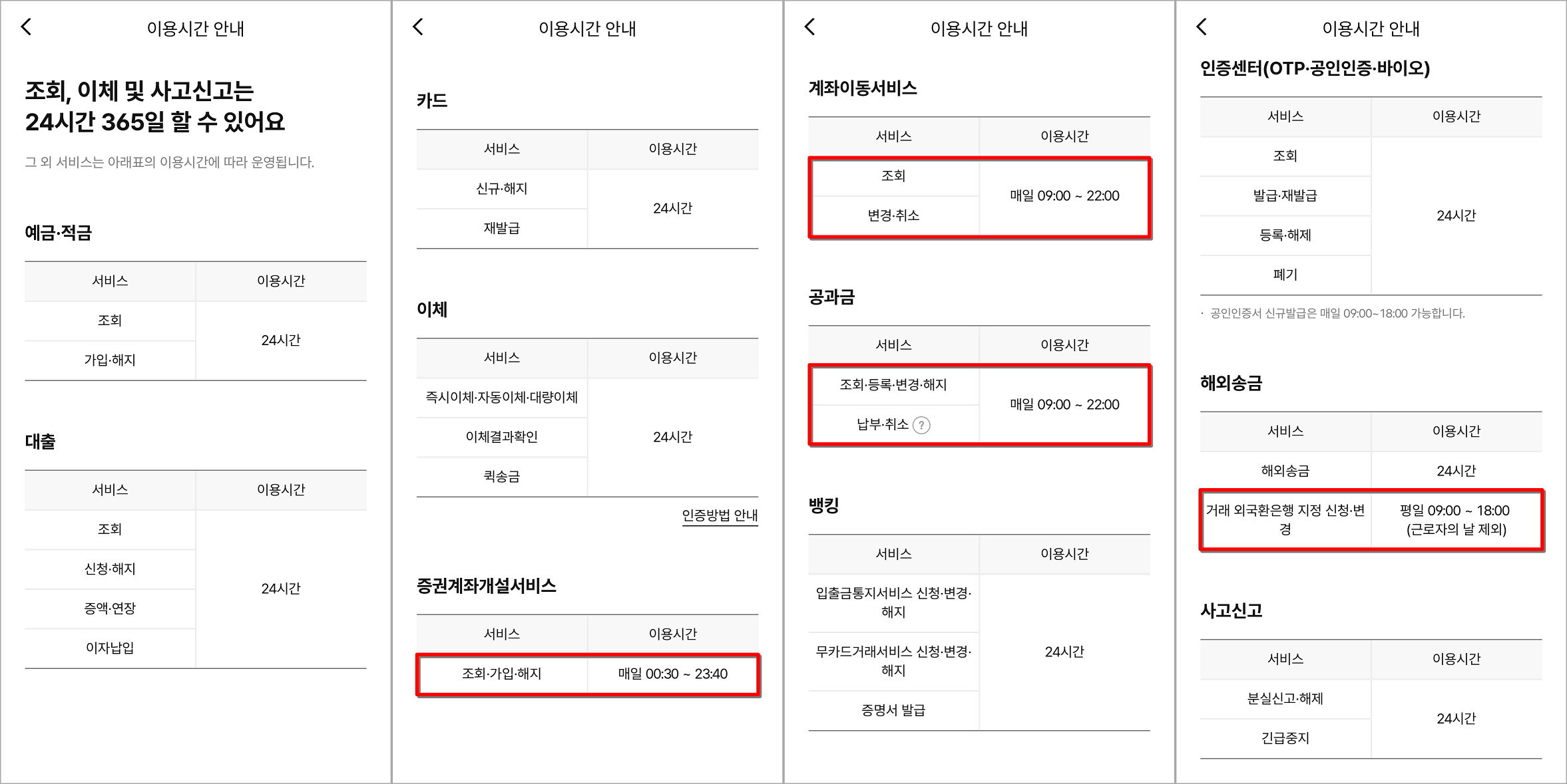 케이뱅크의 자세한 서비스 이용시간 안내
