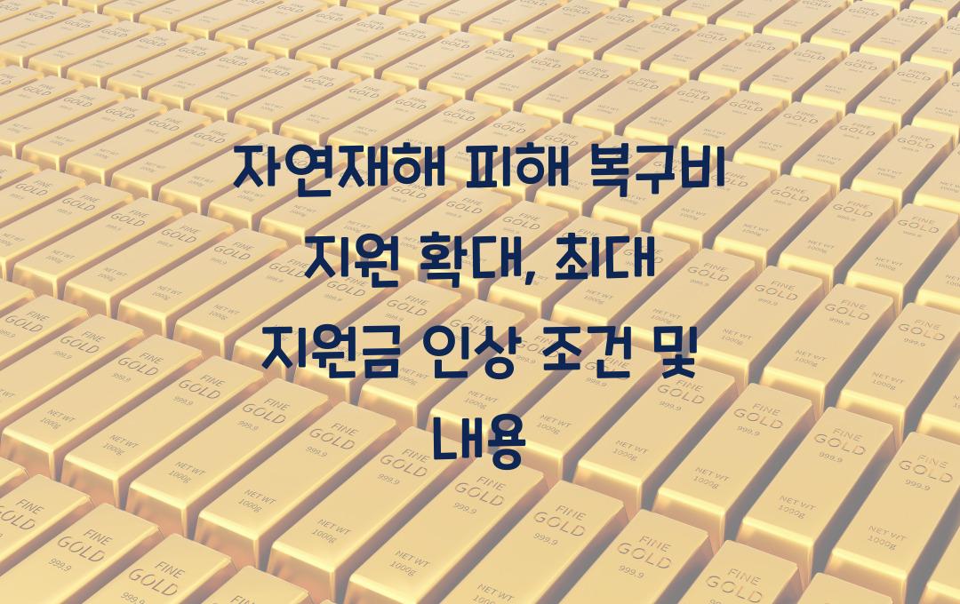 자연재해 피해 복구비 지원 확대, 유형별 최대 지원금 인상 내용