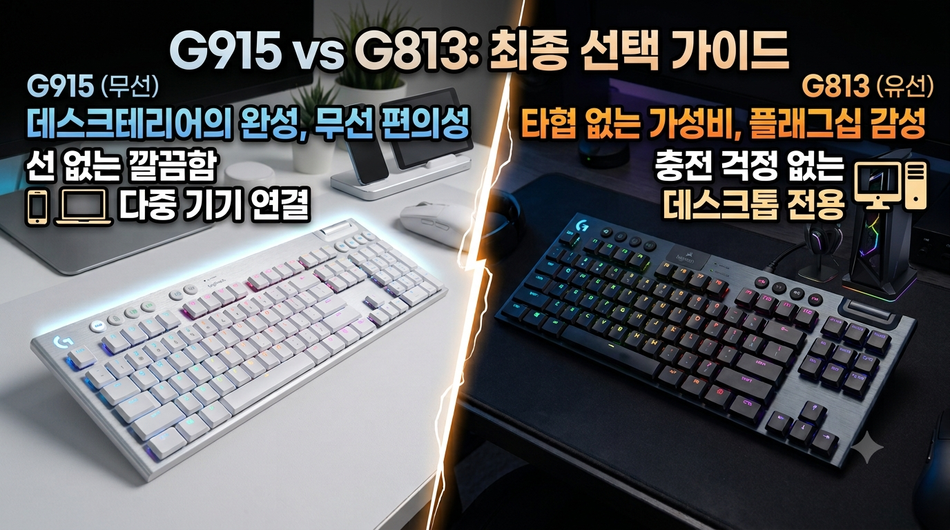 로지텍 G915 실버 vs G813 블랙 선택 가이드