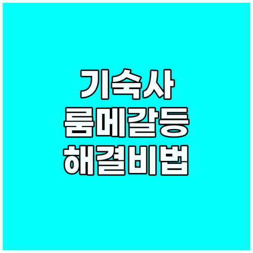 해외 기숙사 생활 영어 룸메이트 갈등..