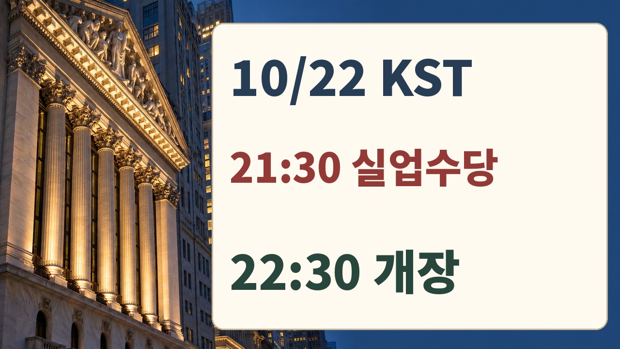 10월22일 한국시간21시30분 실업수당 통계와22시30분 미국 정규장 개장 예정
