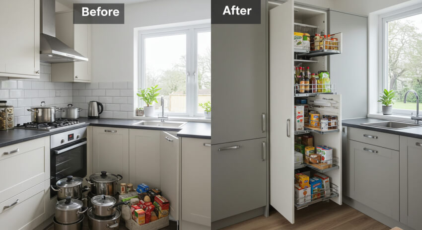 주방 정리 전후 비교