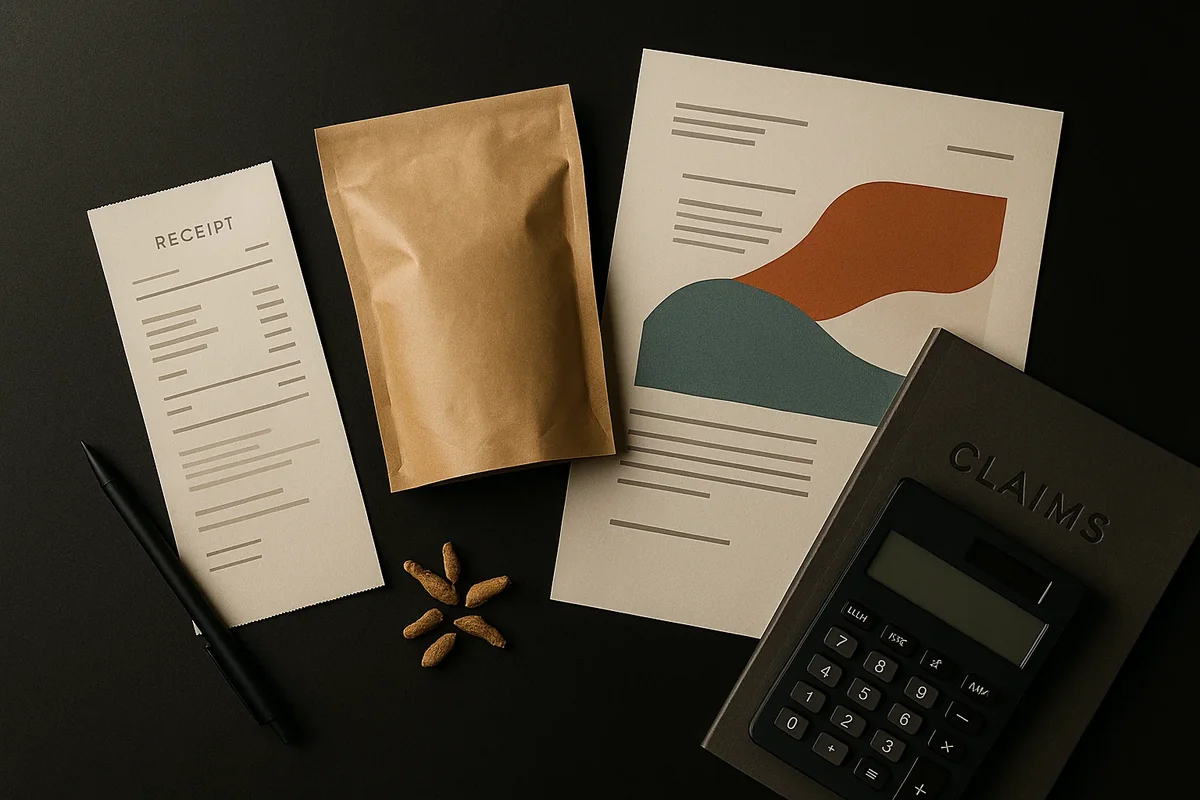 보험금 청구서와 영수증 서류