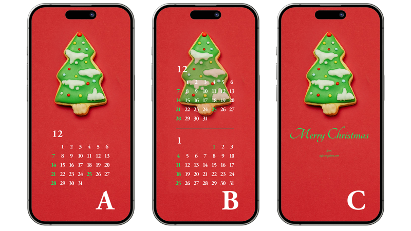 02 크리스마스 트리 쿠키 ABC - 2025년12월 아이폰배경화면