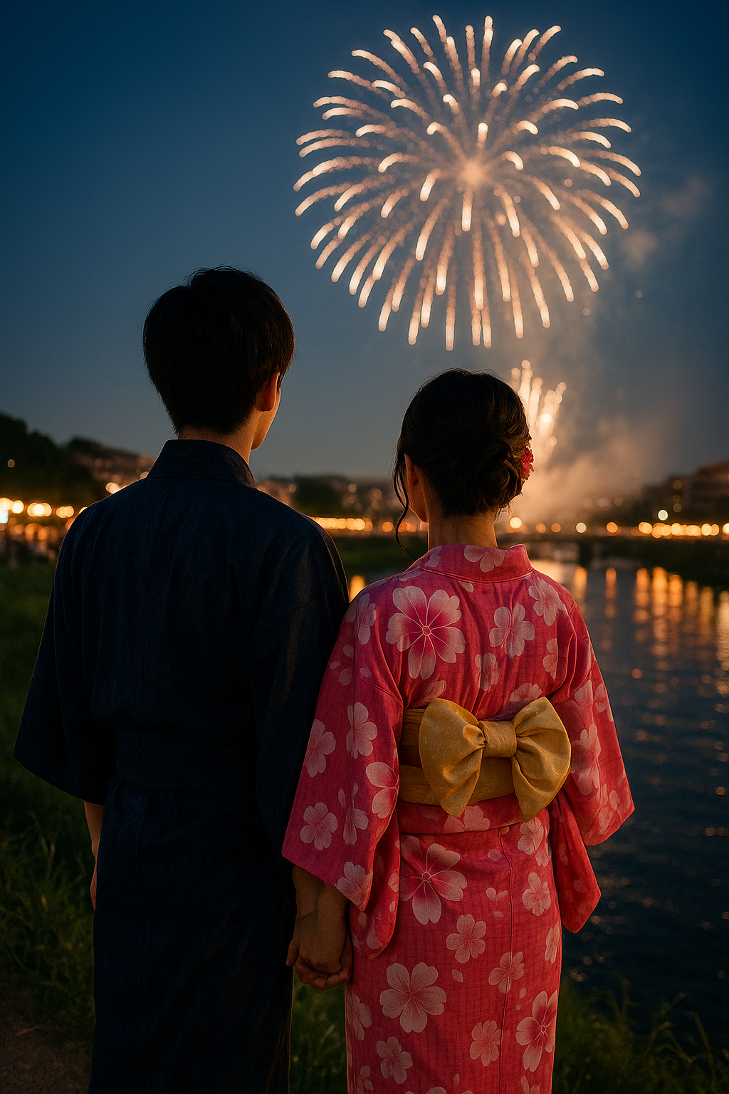 여름 마츠리를 즐기는 커플