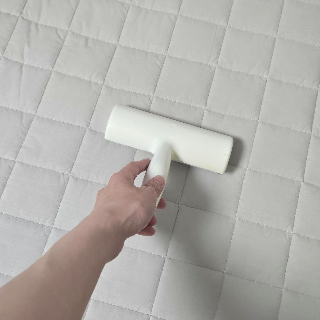 사선형 돌돌이를 착용 후 사용중인 이미지