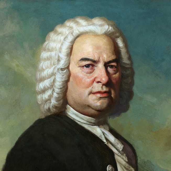 Apple Music Classical에 담긴 작곡가 요한 제바스티안 바흐의 초상화.