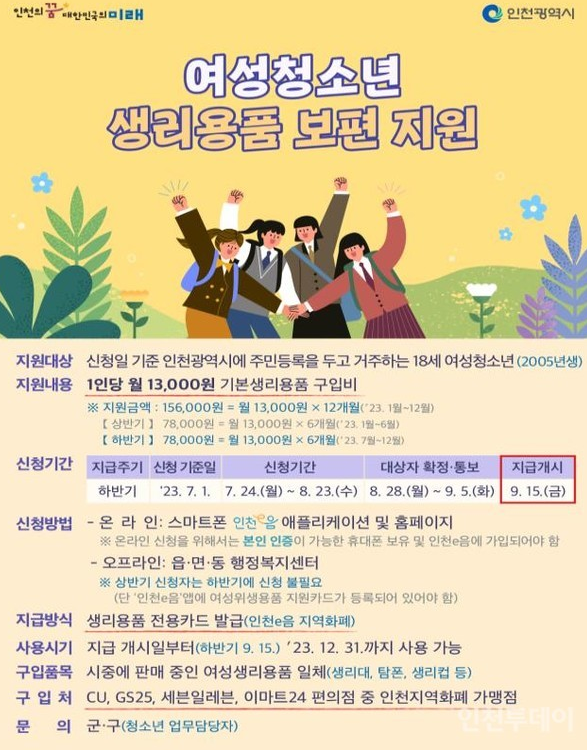 여성용품 지원사업 포스터