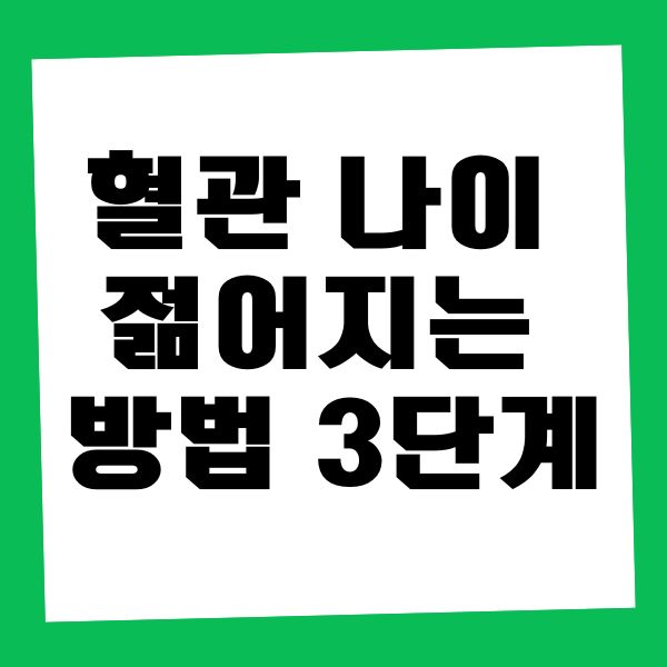 혈관 나이 젊어지는 방법 3단계