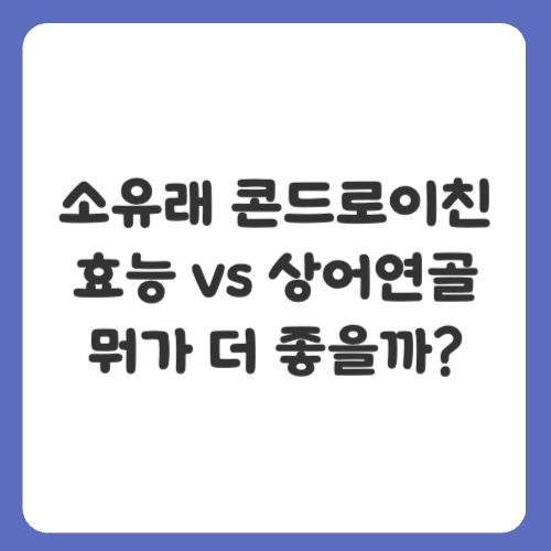 소유래 콘드로이친 효능 vs 상어연골, 뭐가 더 좋을까?