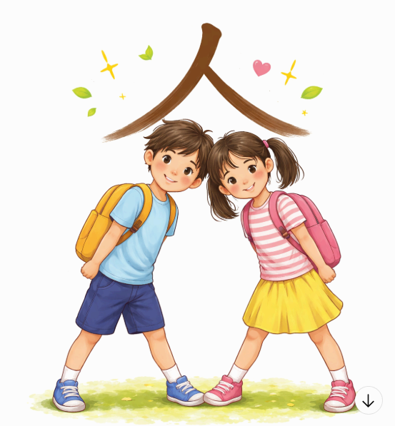 사람 인이라는 한자는 사람과 사람이 서로 받쳐서 관계를 맺어가는 매우 의미 있는 글자라는 이미지