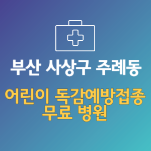 부산 사상구 주례동 어린이 독감예방접종 무료 병원 (인플루엔자 무료 접종 대상 날짜)