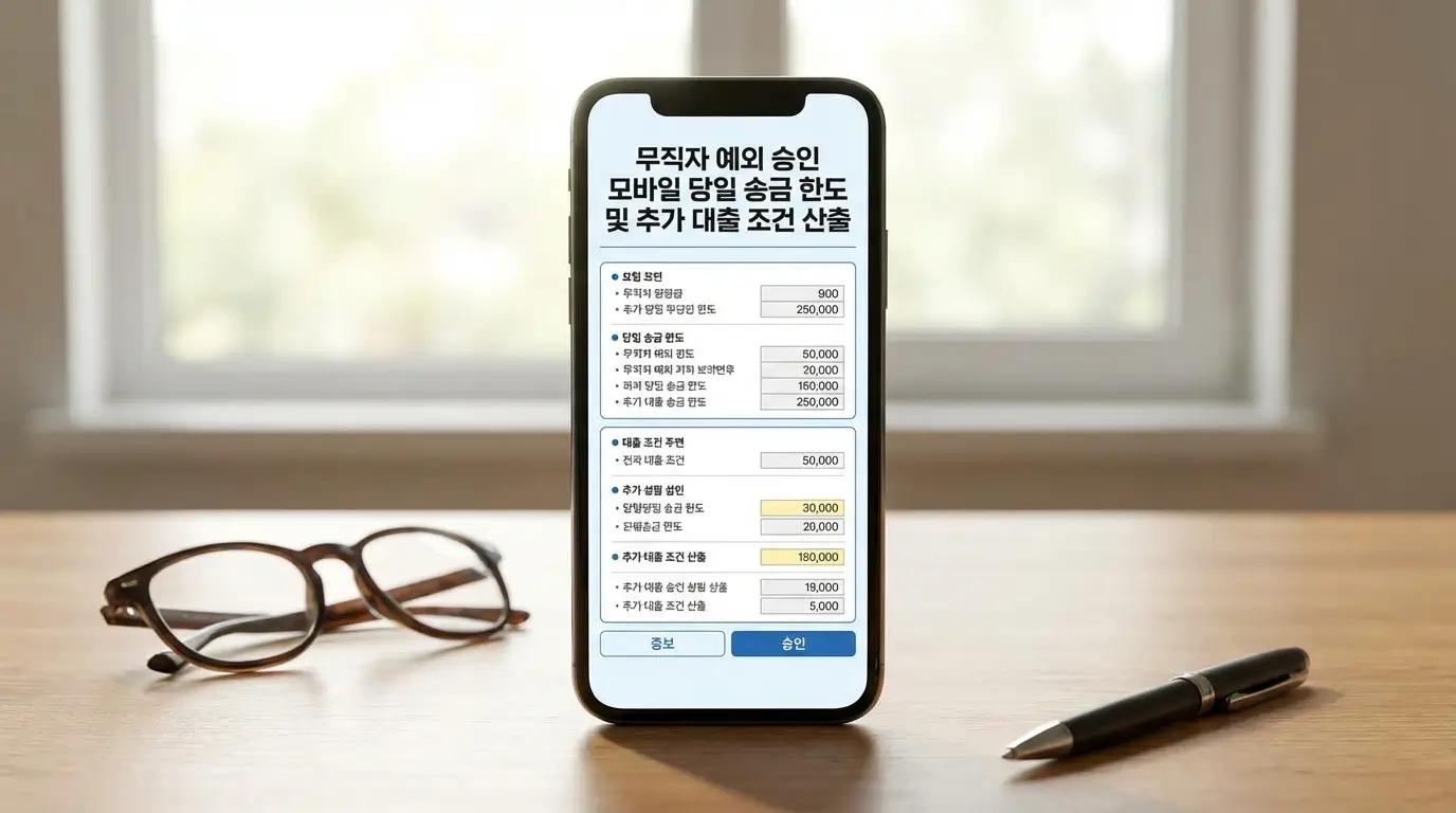 무직자 예외 승인 모바일 당일 송금 한도 및 추가 대출 조건 산출