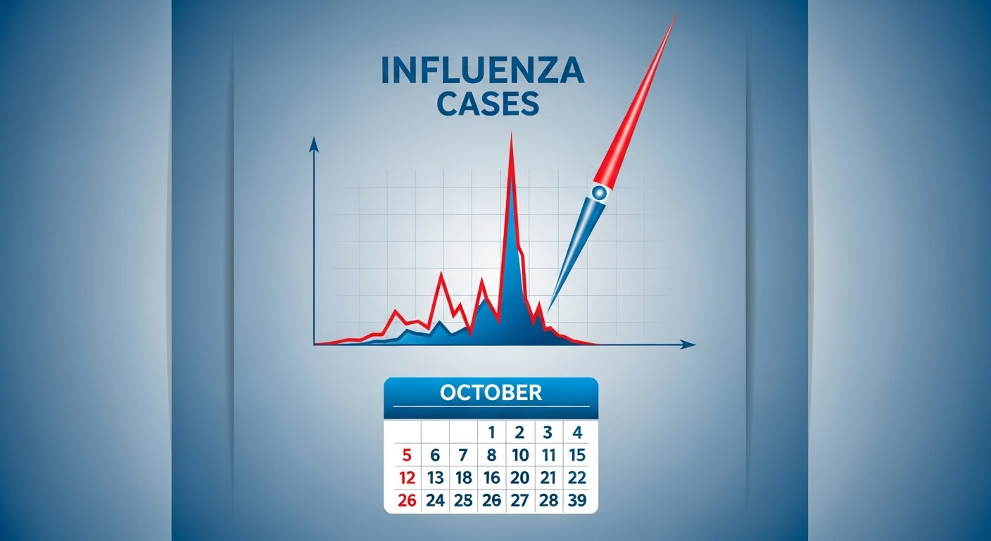 독감에대한 그래프가 있고 10월달력이있다
