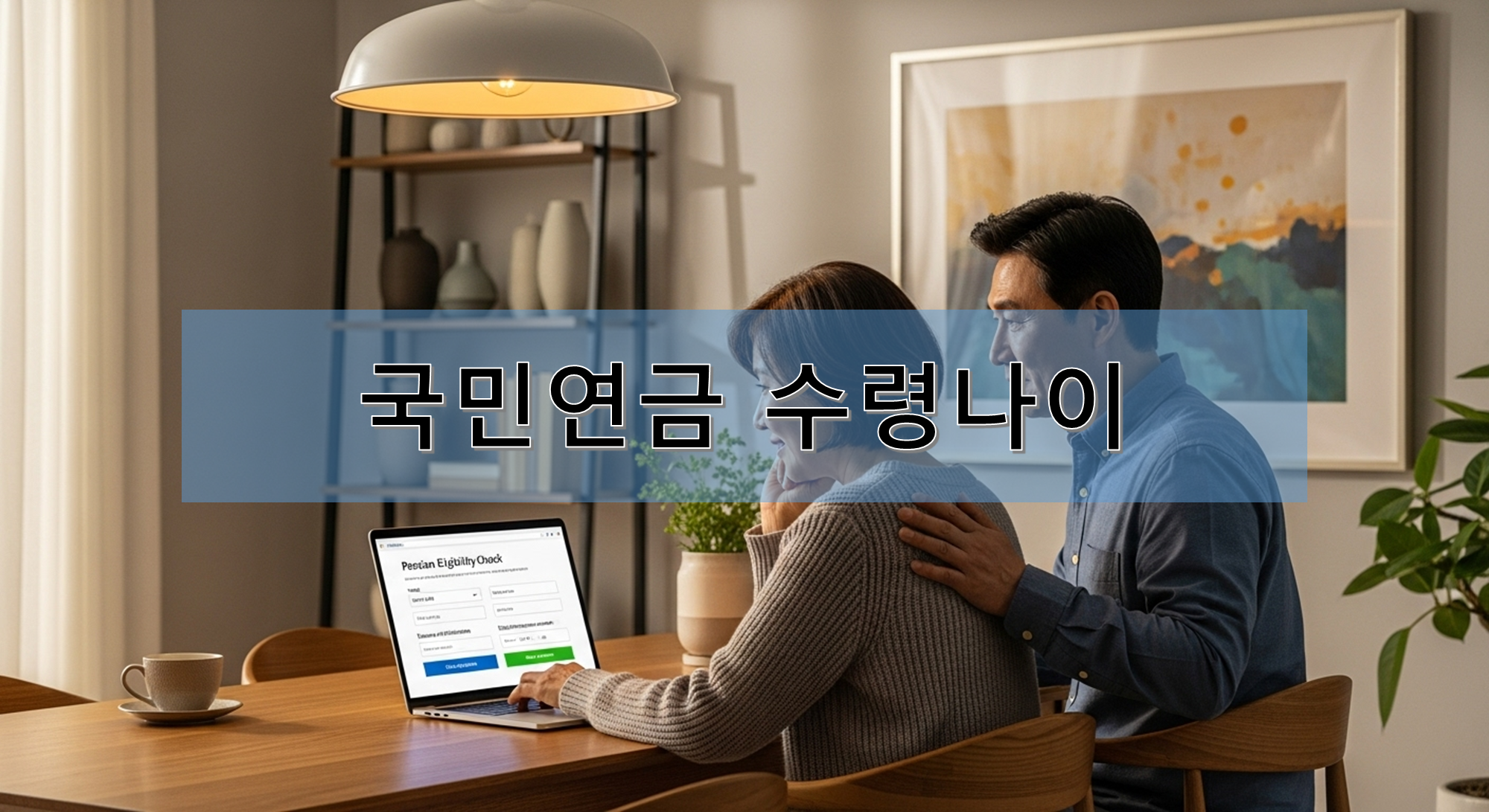 국민연금 수령나이를 확인 중인 부부