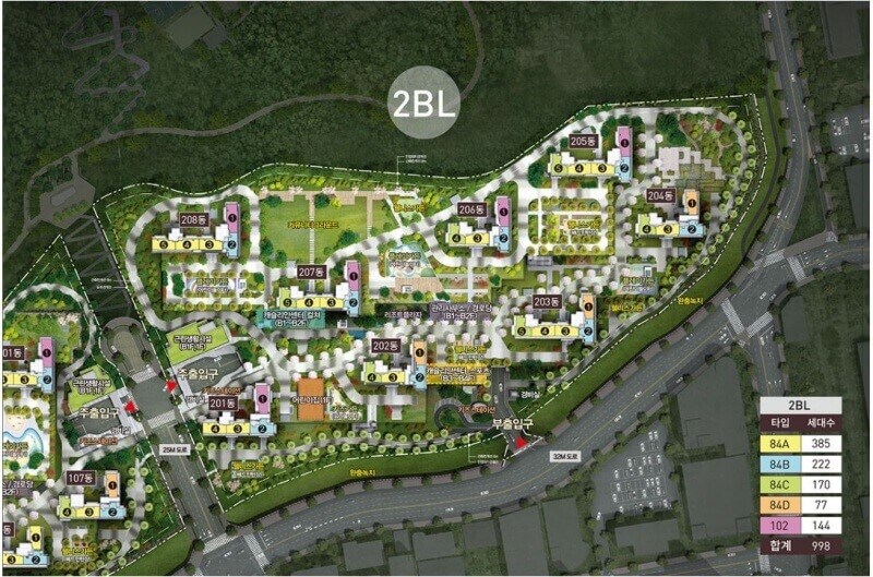 창원 롯데캐슬 포레스트 2BL 단지배치도