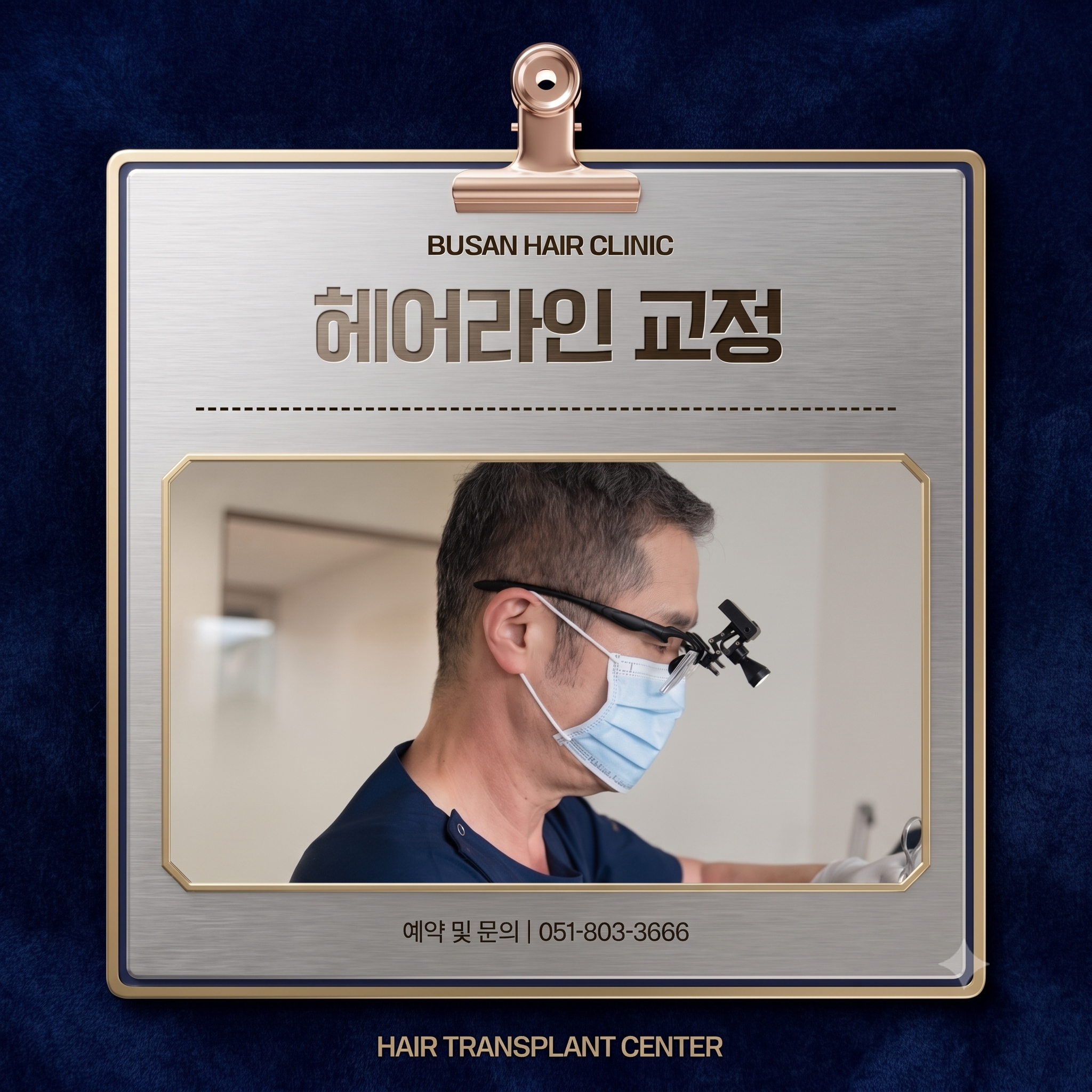 모발이식 수술 시 헤어라인 교정을 하는 모습을 AI로 구성