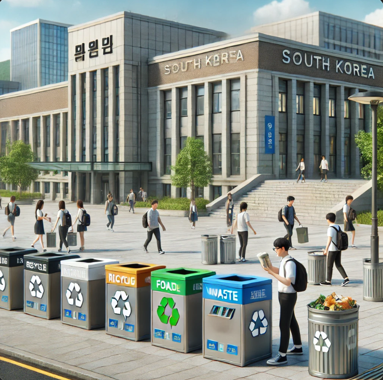 쓰레기 배출문제로 고민이 많은 대학 캠퍼스 이미지