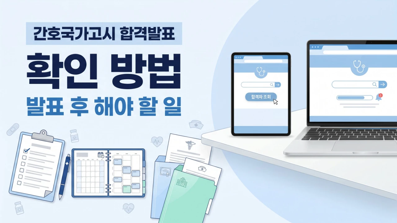 간호국가고시 합격 후 면허 신청과 서류 준비 순서를 보여주는 보조 이미지