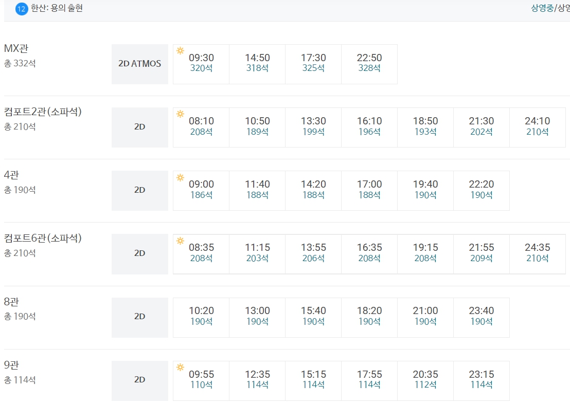 메가박스 목동 상영시간표