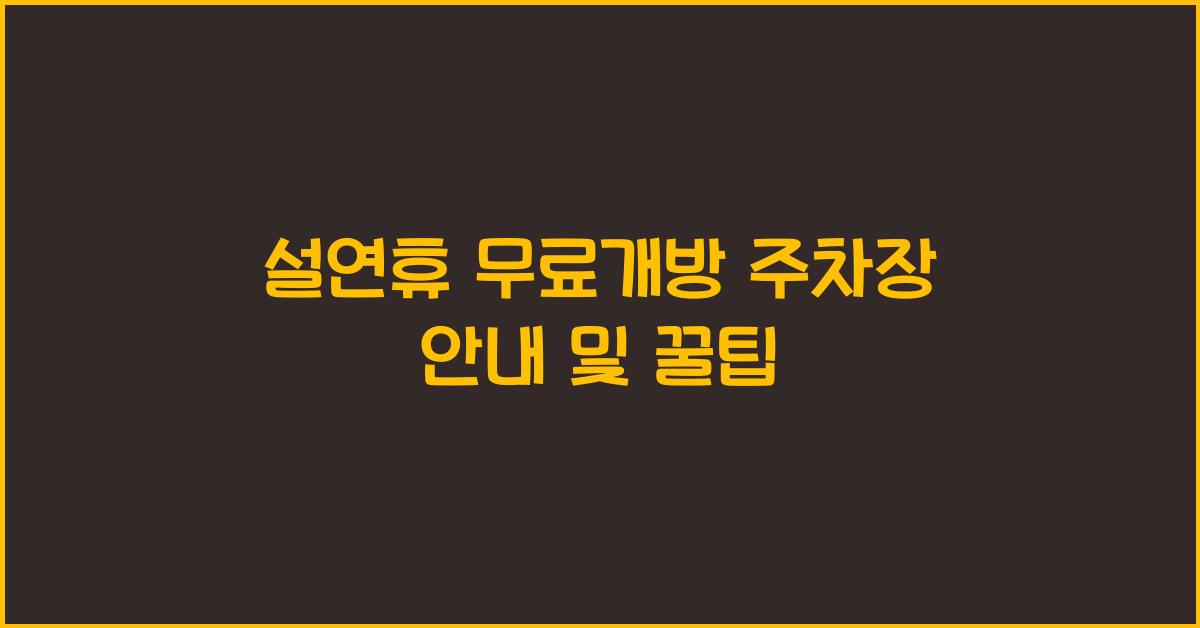 설연휴 무료개방 주차장