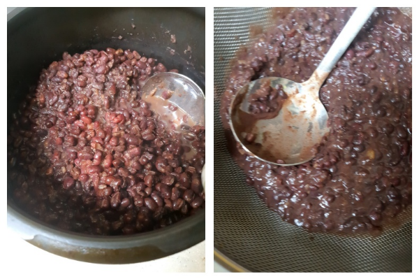 팥 으깨서 앙금내리기