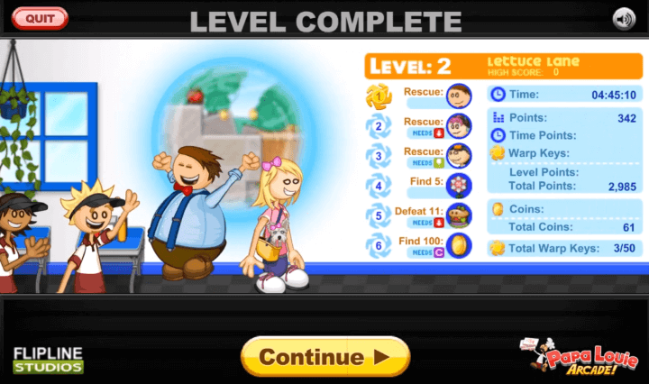 파파루이2-플래시게임-종료-화면