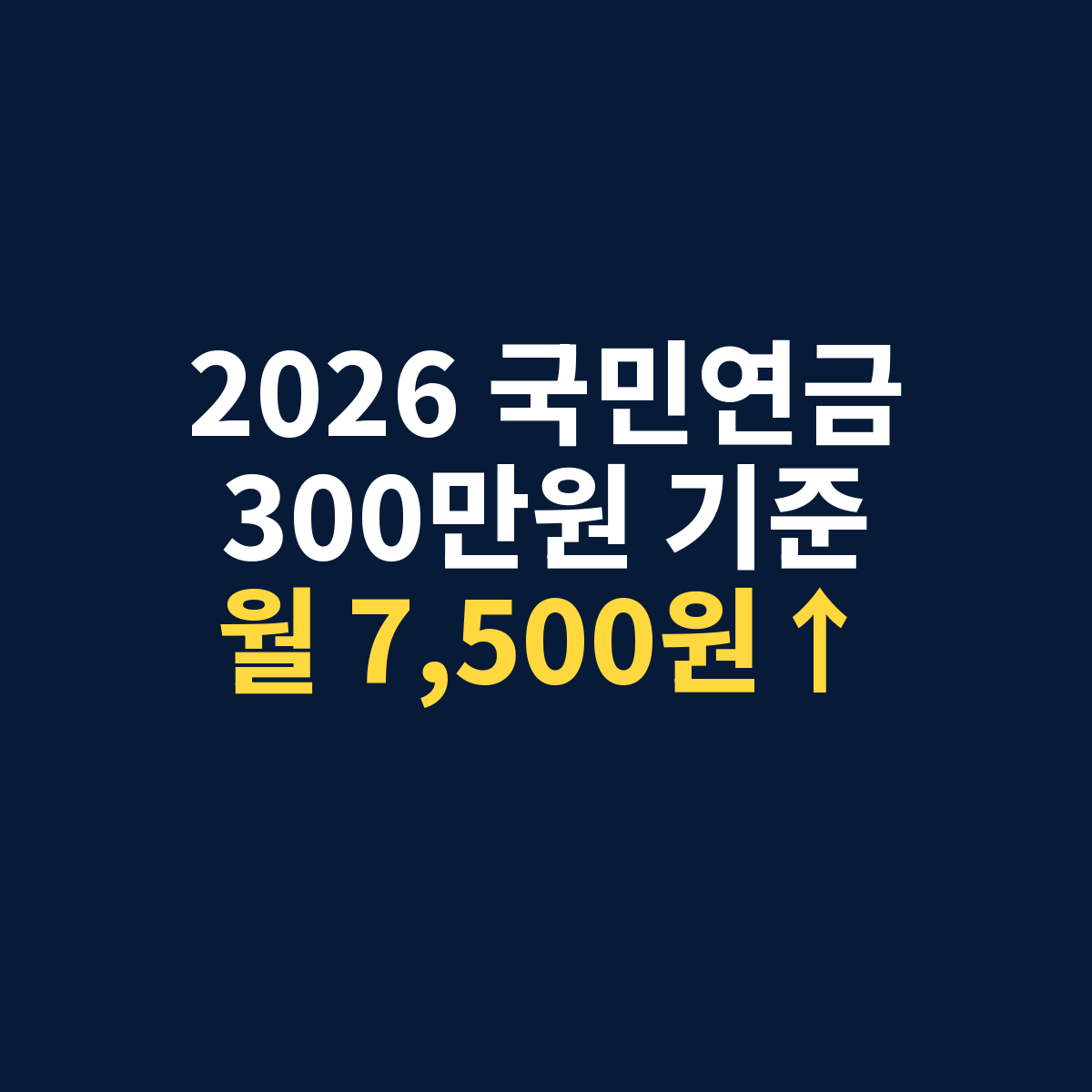 2026 국민연금 보험료 인상으로 기준소득월액 300만원인 직장인의 월 부담이 7,500원 늘어나는 것을 보여주는 썸네일