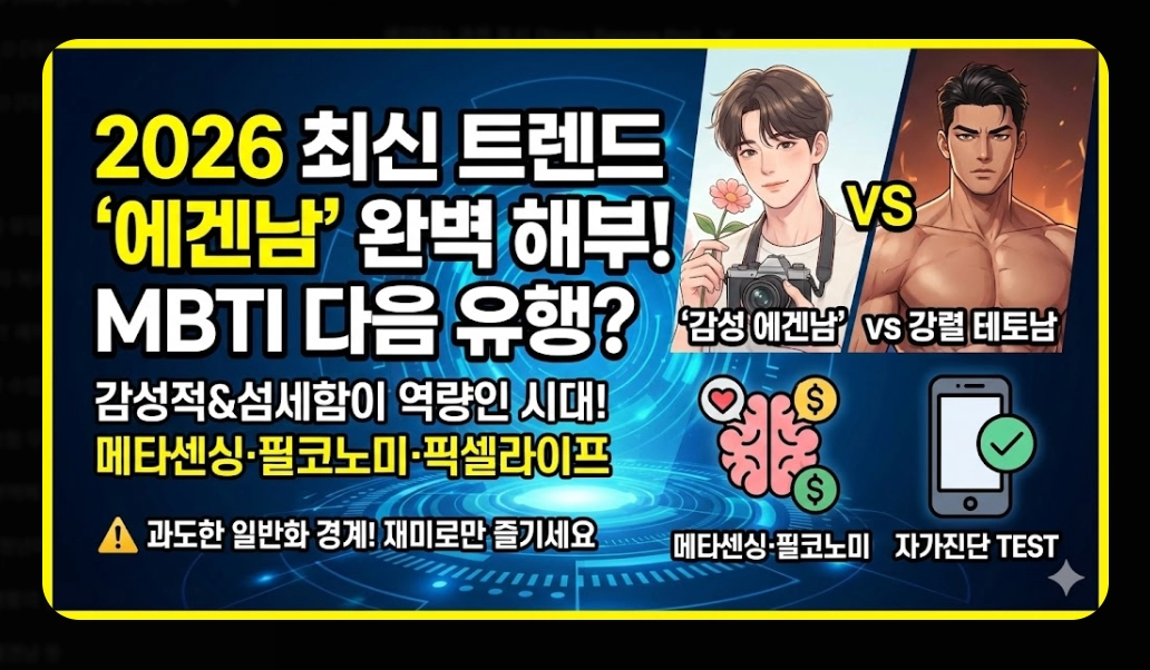 에겐남 뜻 vs 테토남 비교 [2026 트렌드] 유래부터 핵심 특징 5가지 완벽 가이드