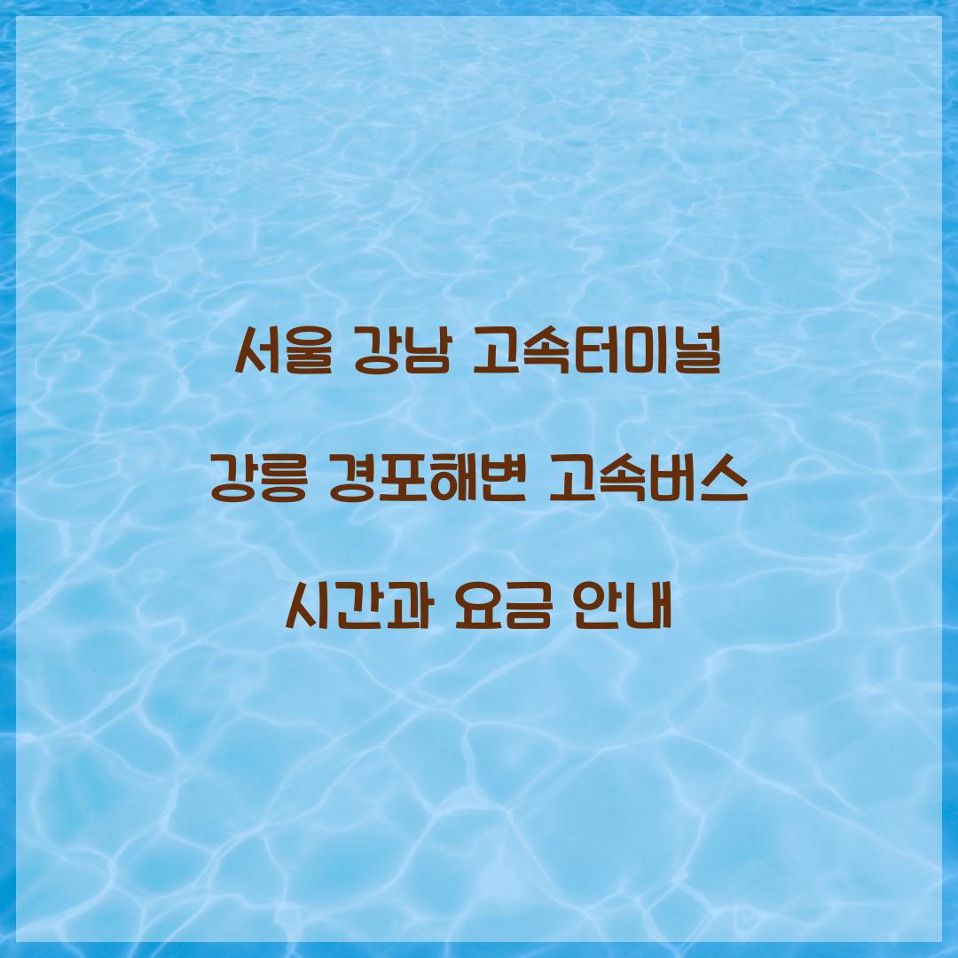 서울 강남 고속터미널 강릉 경포해변