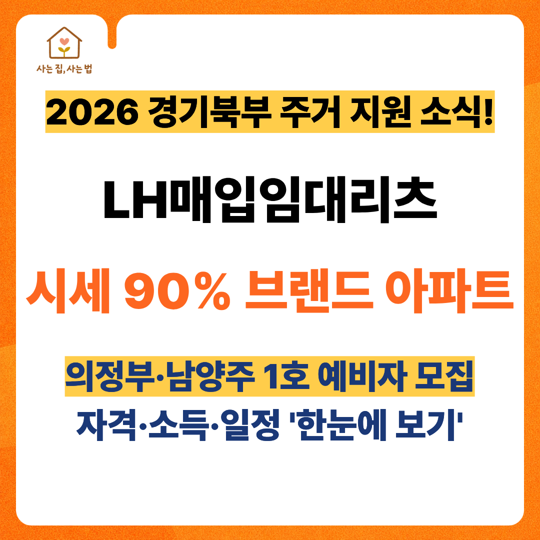 2026 경기북부(의정부·남양주) LH 매입임대리츠 입주자 모집 공고 총정리 썸네일. 시세 90% 수준 브랜드 아파트 공급 정보 및 신청 자격 안내