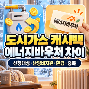 도시가스 캐시백 동절기 에너지바우처 차이 신청대상 난방비지원 환급 중복