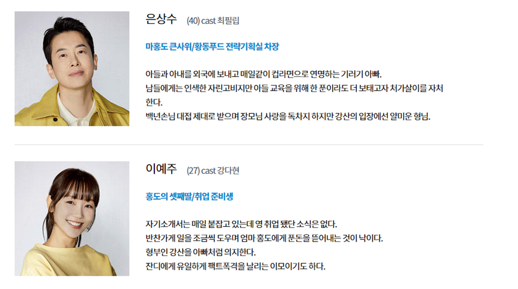 금이야 옥이야 등장인물