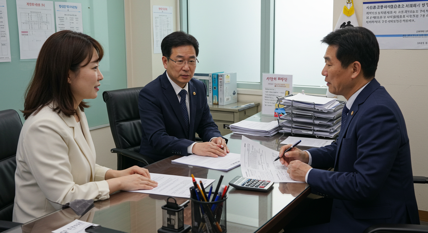 financial counseling at government office in Korea (대출 상담 장면)