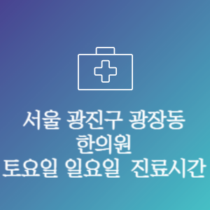 서울 광진구 광장동 한의원 주말 토요일 일요일 문여는 병원 진료시간