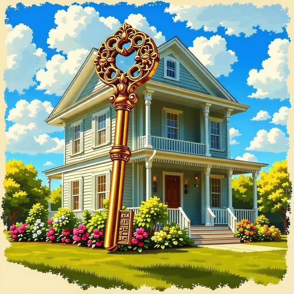 열쇠와 집 - 새로운 시작을 상징하는 열쇠와 집의 이미지.